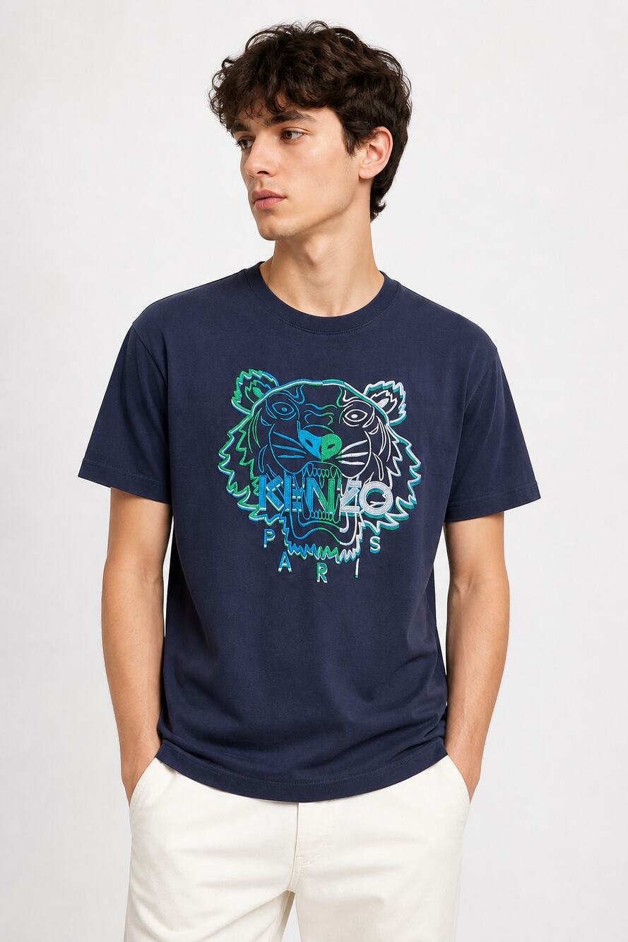 Kenzo XL Navy Blue Embroidered Tiger T-Shirt